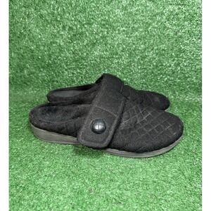 Vionic Carlin Women Size 8 Black Adjustable Strap Slippers Orthotic Comfort Shoe